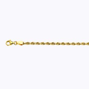 18K 3MM YELLOW GOLD SOLID DC ROPE 7"