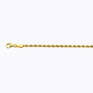 10K 2.5MM YELLOW GOLD SOLID DC ROPE 9"