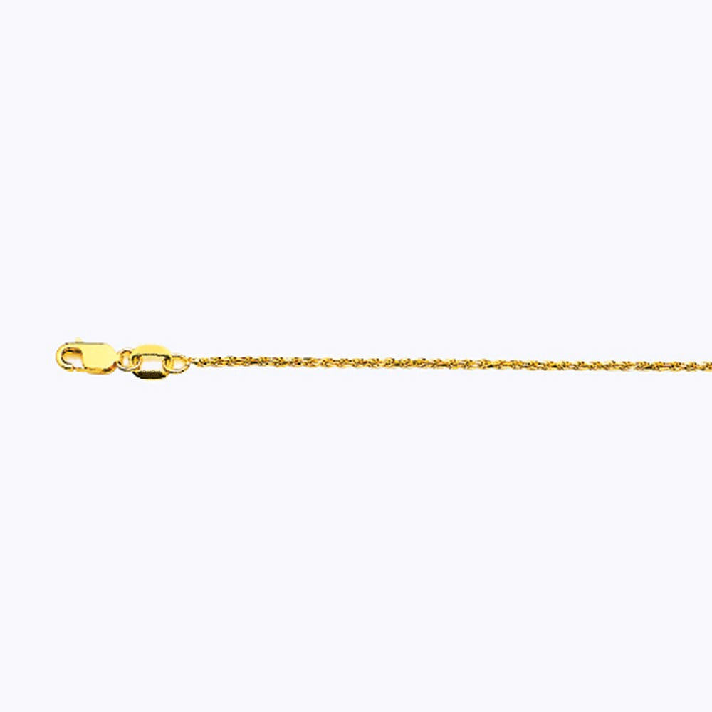 10k 1mm Yellow Gold Solid Diamond Cut Rope 8.5"