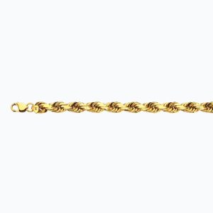 14K 12MM YELLOW GOLD SOLID DC ROPE 8"