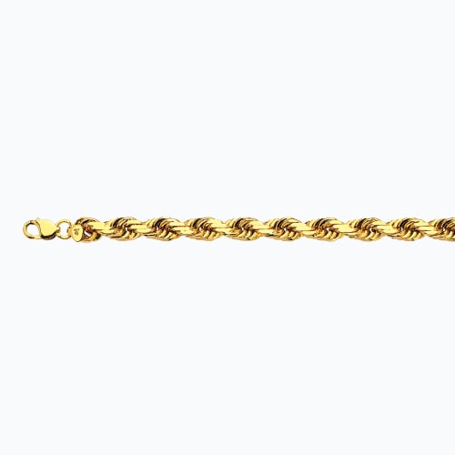 14k 12mm Yellow Gold Solid Dc Rope 8"