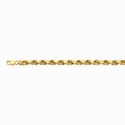 14k 10mm Yellow Gold Solid Diamond Cut Rope 8.5"