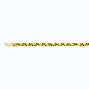 14K 10MM YELLOW GOLD SOLID DC ROPE 7.5"