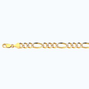 10K 8MM YELLOW GOLD SOLID PAVE FIGARO 8"