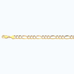 14K 5.5MM YELLOW GOLD SOLID PAVE FIGARO 8.5"