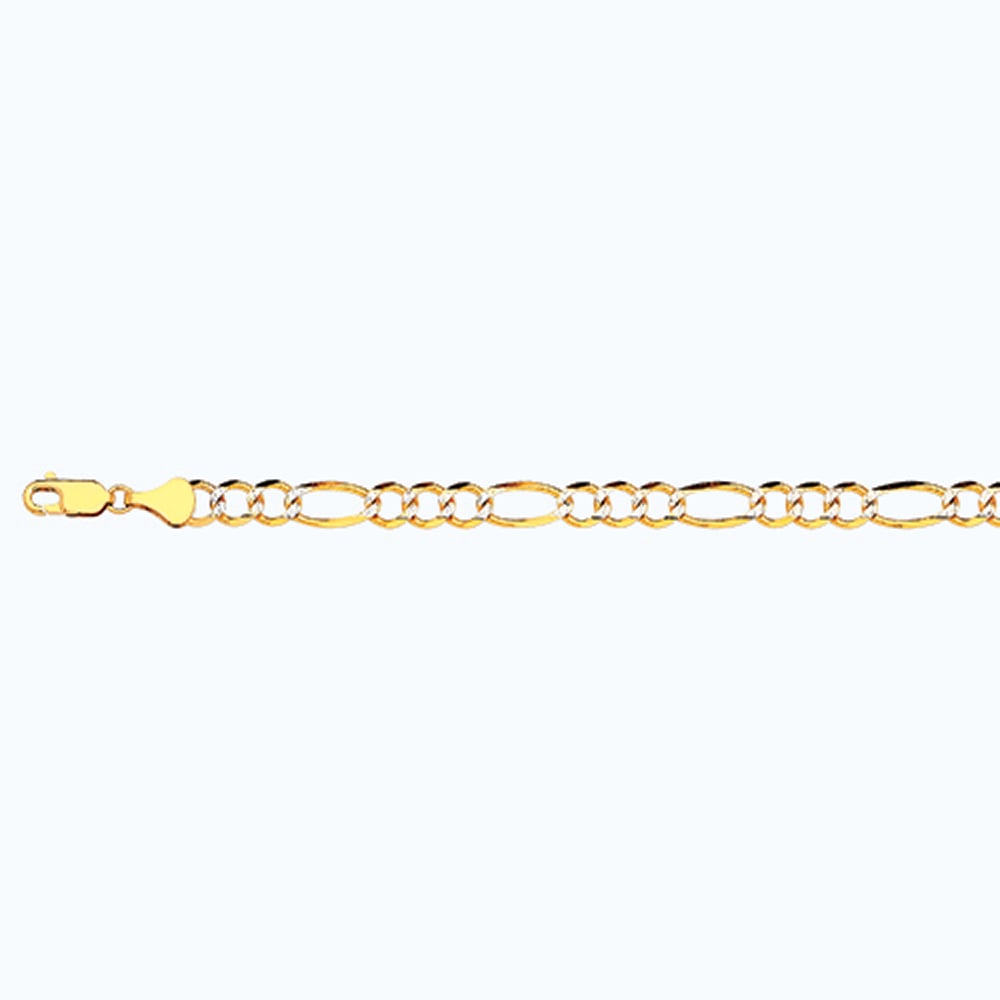 10K 5.5MM YELLOW GOLD SOLID PAVE FIGARO 8"