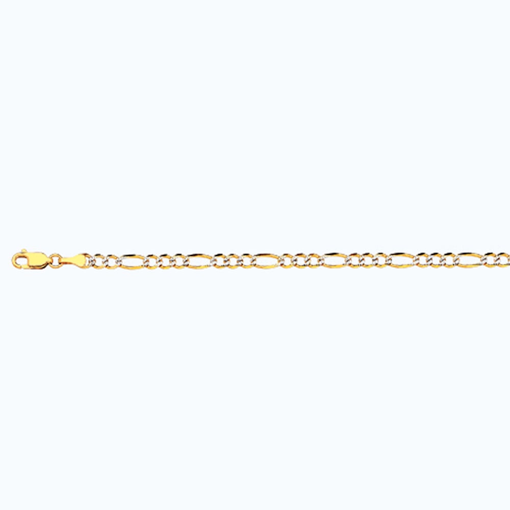 10K 3.5MM YELLOW GOLD SOLID PAVE FIGARO 8"