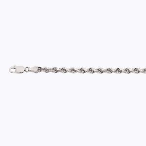10k 3.5mm White Gold Solid Diamond Cut Rope 7.5"