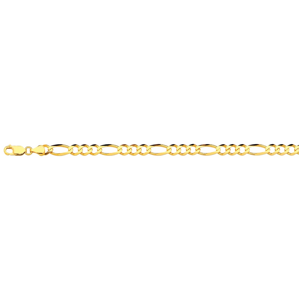 14k 6.5mm Yellow Gold Solid Figaro 7.5"
