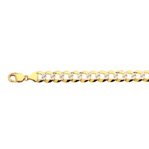 14K 12MM YELLOW GOLD SOLID PAVE CURB 8.5"