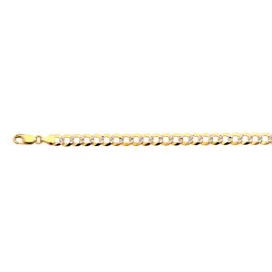 14k 7mm Yellow Gold Solid Pave Curb 9"