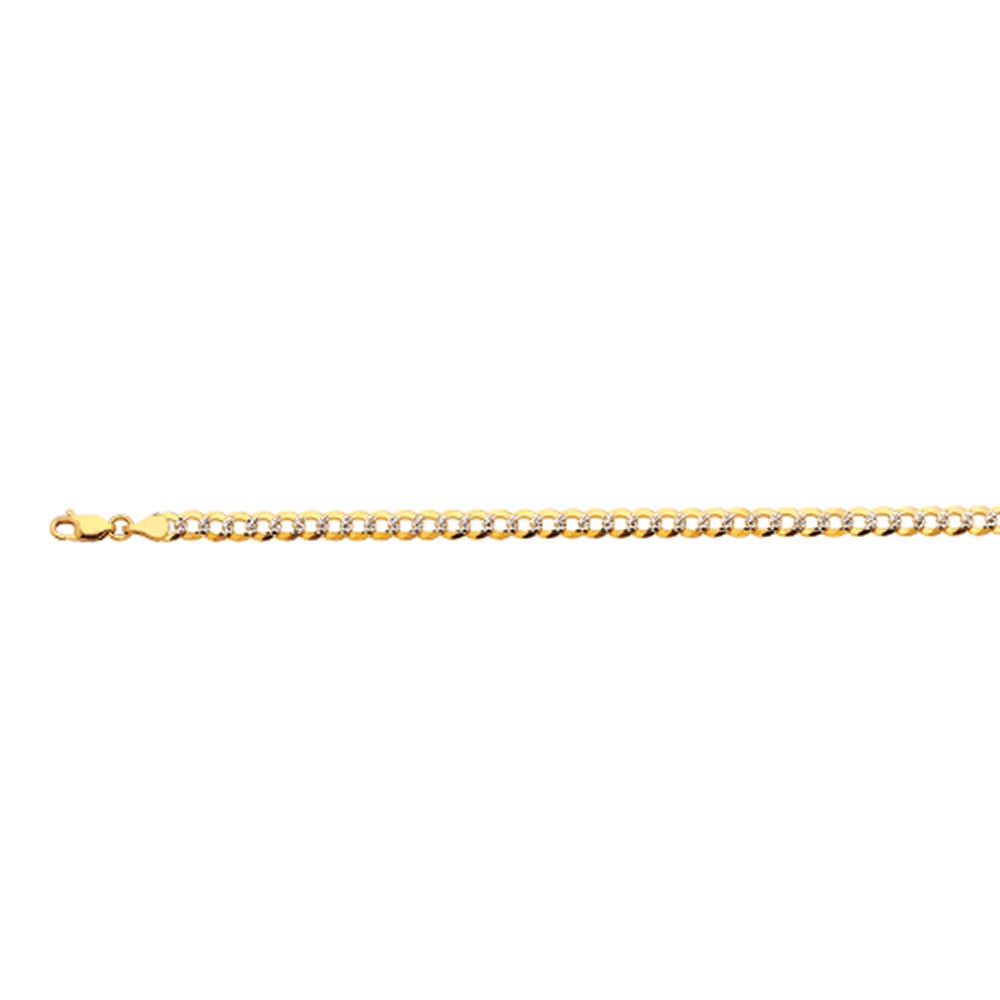 14k 4.5mm Yellow Gold Solid Pave Curb 8.5"