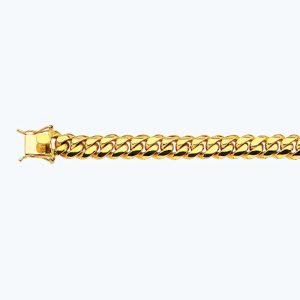 10k 12mm Yellow Gold Solid Miami Cuban 7"