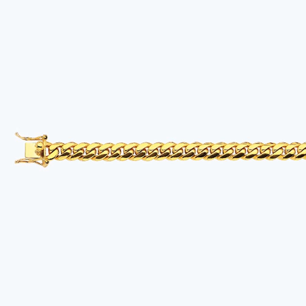 18k 8mm Yellow Gold Solid Miami Cuban 9"