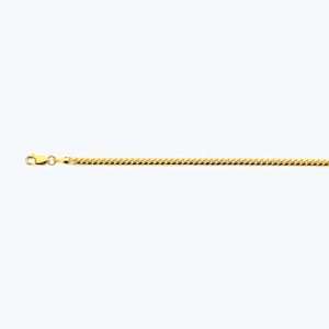 14k 3.5mm Yellow Gold Solid Miami Cuban 7.5"