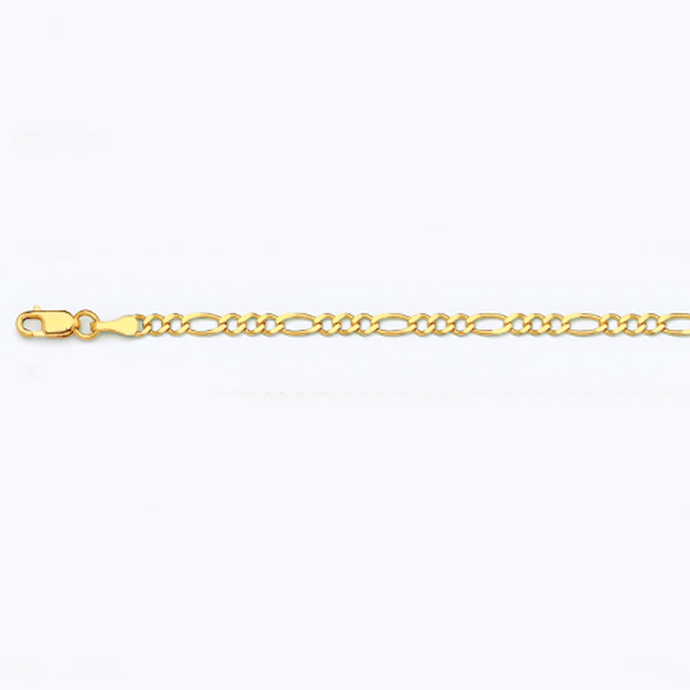 10k 2.5mm Yellow Gold Solid Figaro 7"