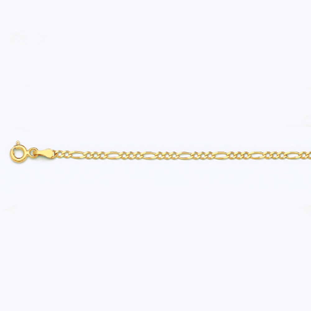 14k 2mm Yellow Gold Solid Figaro 9"