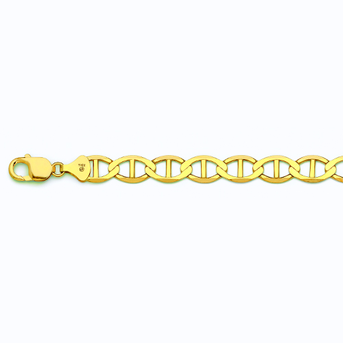 14k 9mm Yellow Gold Solid Mariner 7.5"