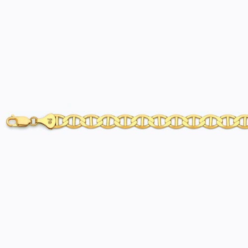 14k 7.5mm Yellow Gold Solid Mariner 9"