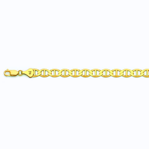 14k 7.5mm Yellow Gold Solid Mariner 7"