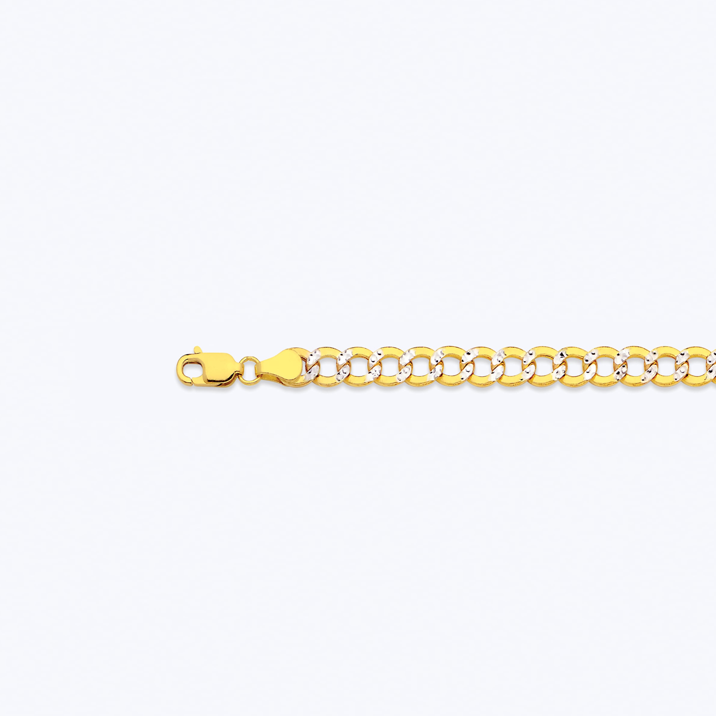 14k 5.5mm Yellow Gold Hollow Pave Curb 8"
