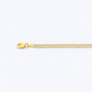 14K 2.5MM YELLOW GOLD HOLLOW PAVE CURB 8.5"