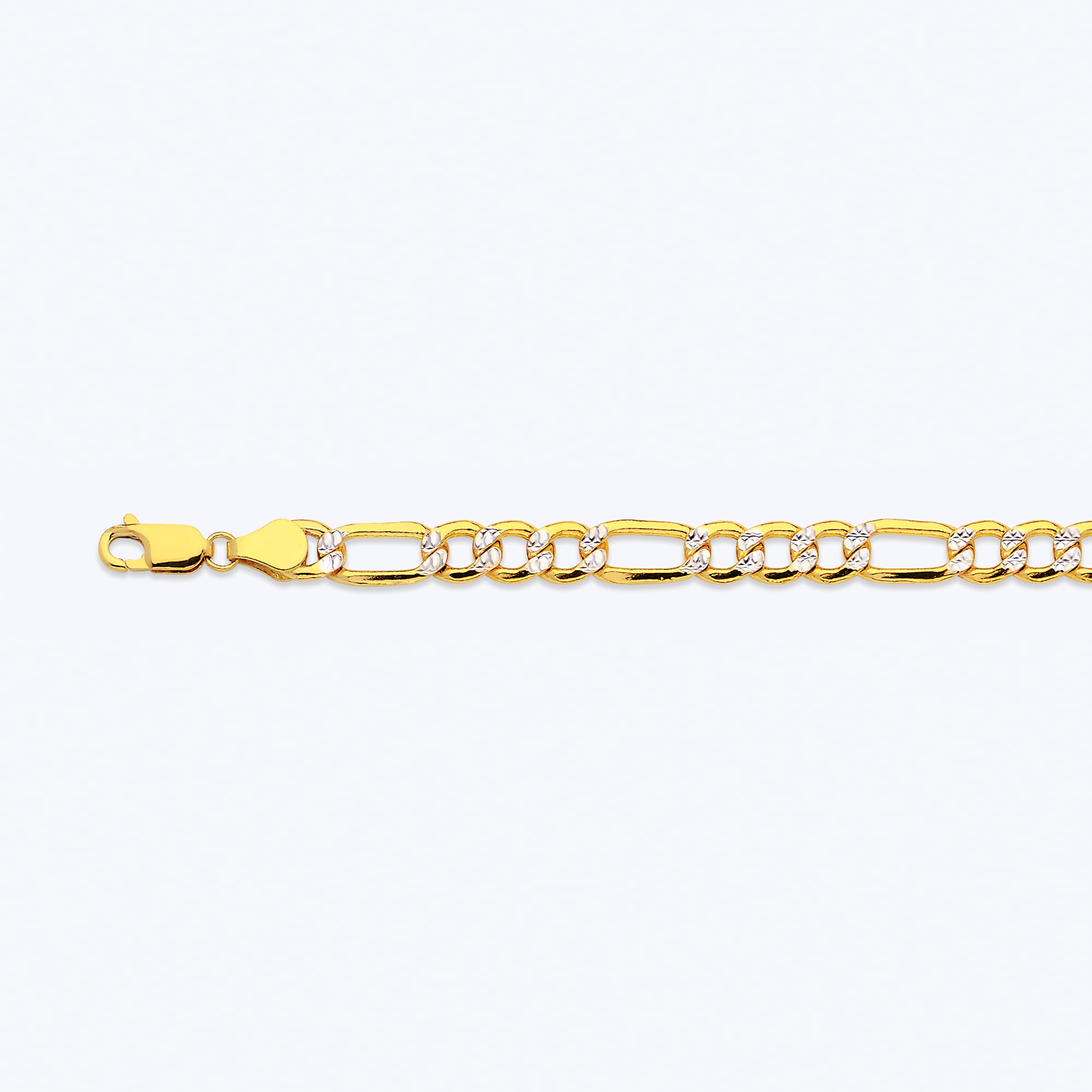 10k 6.5mm Yellow Gold Hollow Pave Figaro 8"