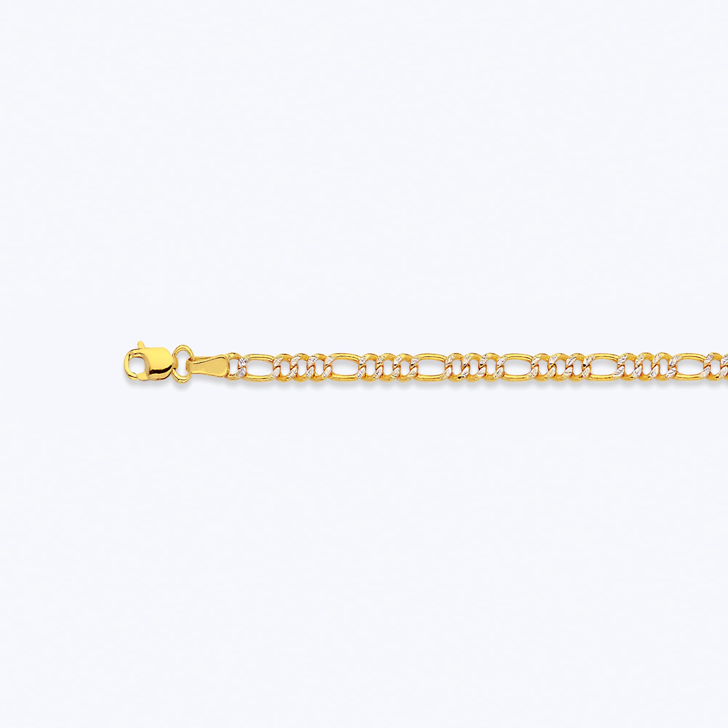 14K 2.5MM YELLOW GOLD HOLLOW PAVE FIGARO 7"