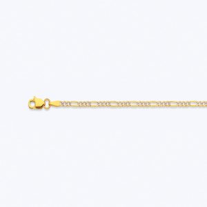 14K 2MM YELLOW GOLD HOLLOW PAVE FIGARO 7"