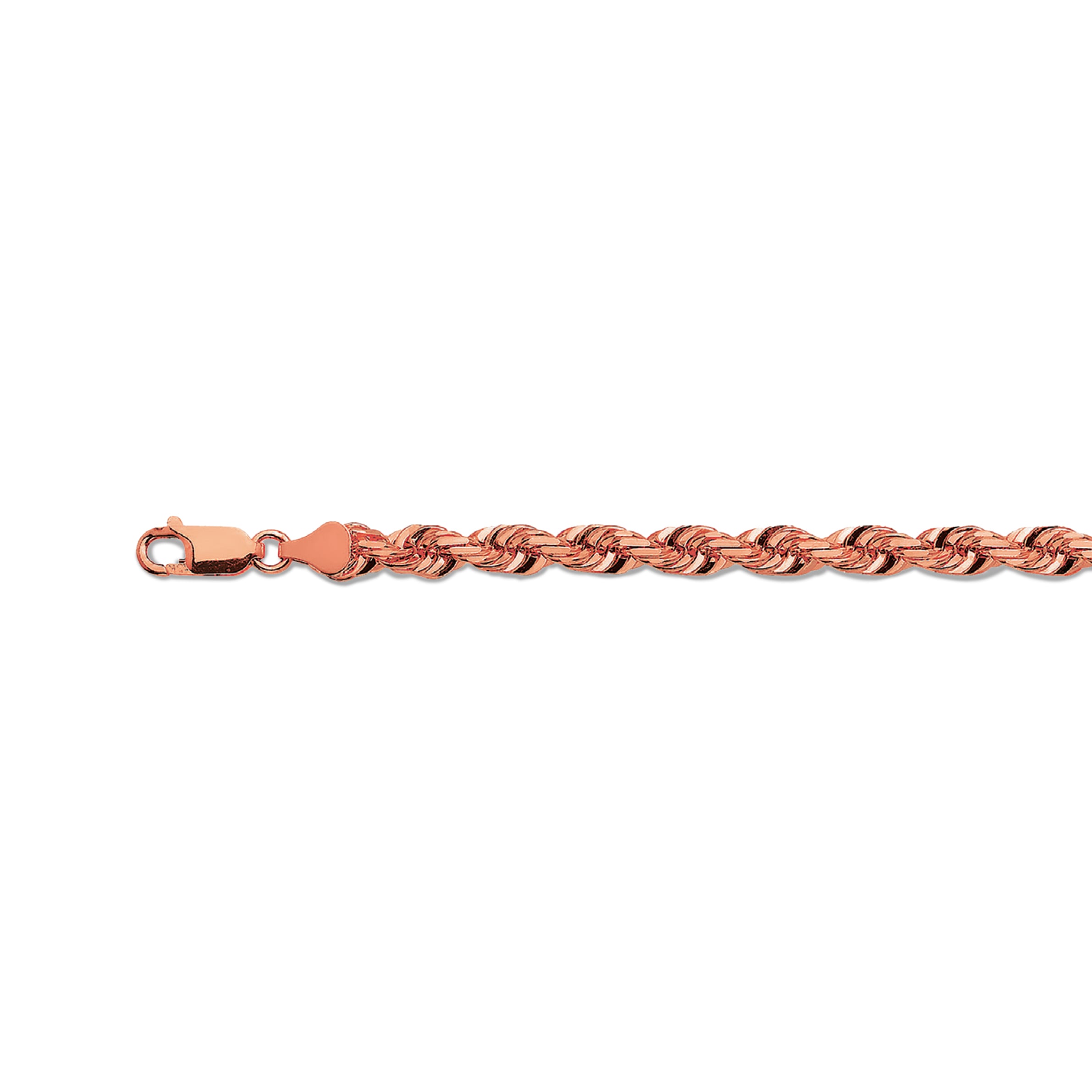 14k 6mm Rose Gold Solid Diamond Cut Rope 9"