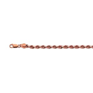 14k 4mm Rose Gold Solid Diamond Cut Rope 9"