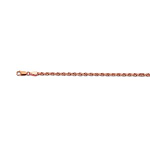 14k 3mm Rose Gold Solid Diamond Cut Rope 9"