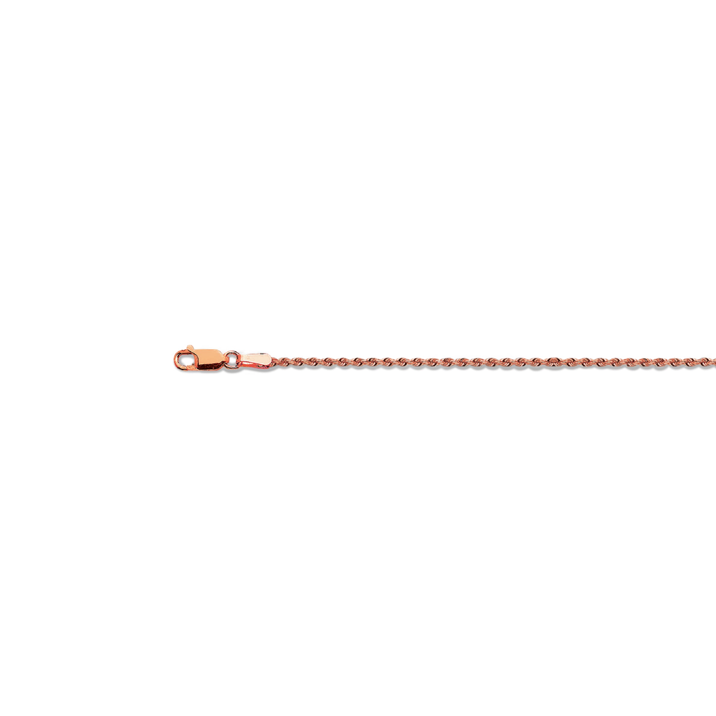 10k 2mm Rose Gold Solid Diamond Cut Rope 7"
