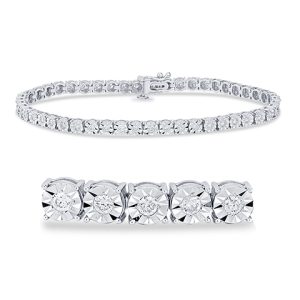 10k 0.96-1.11ct Diamond Bracelet Ladies Size 7" 3.45mm