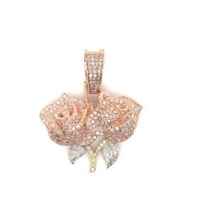 10K 0.60-0.65CT CHARM "TWO ROSE FLOWERS"