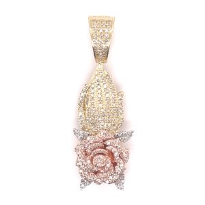 10K 0.63-0.66CT CHARM "PRAYING HAND WITH FLOWER"