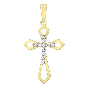 14K 0.09CT CHARM "CROSS"