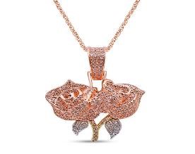10K 0.60-0.65CT CHARM "TWO ROSE FLOWERS"