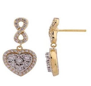 10K 0.40CT Diamond Earring Ladies "Heart With Infinity"