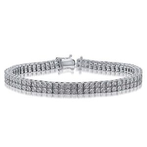 925 Sterling Silver 0.24-0.46CT Diamond Bracelet Men's
