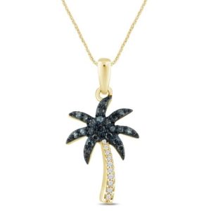 10K 0.13CT CHARM BLUE "PALM TREE"