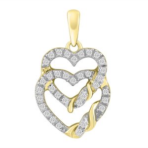 14K 0.11CT CHARM "DOUBLE HEARTS"