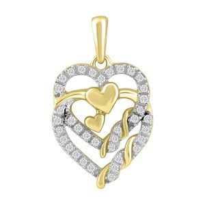 14K 0.11CT CHARM "DOUBLE HEARTS"