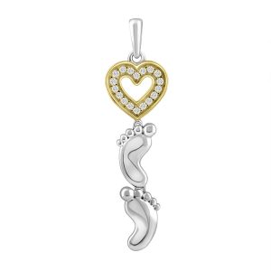 14K 0.05CT CHARM "HEART WITH FOOTPRINTS"