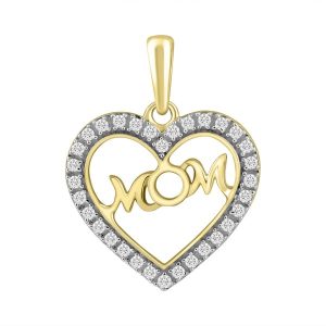 14K 0.10CT CHARM "HEART WITH MOM"