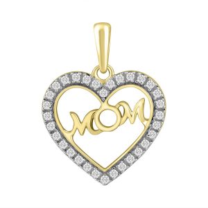 14K 0.09CT CHARM "HEART WITH MOM"