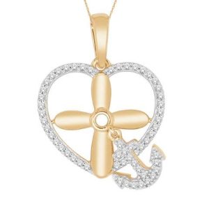 10K 0.15CT CHARM "HEART WITH CROSS"