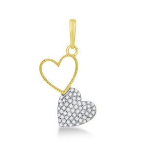 10K 0.16CT CHARM "DOUBLE HEART"