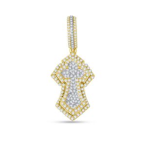 10K 0.84CT Diamond Charm "CROSS"
