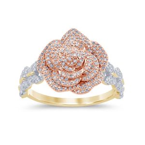 10K 0.32-0.37CT D-RING LDS RDS "ROSE" MICRO PRONG